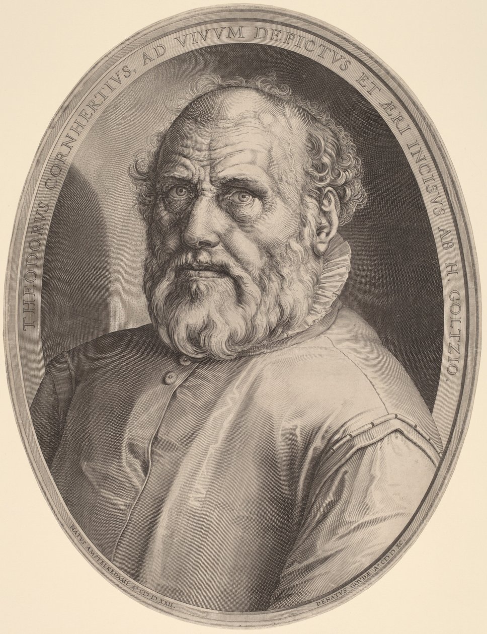 Dirck Volckertczin muotokuva. Maissipeura tekijältä Hendrik Goltzius
