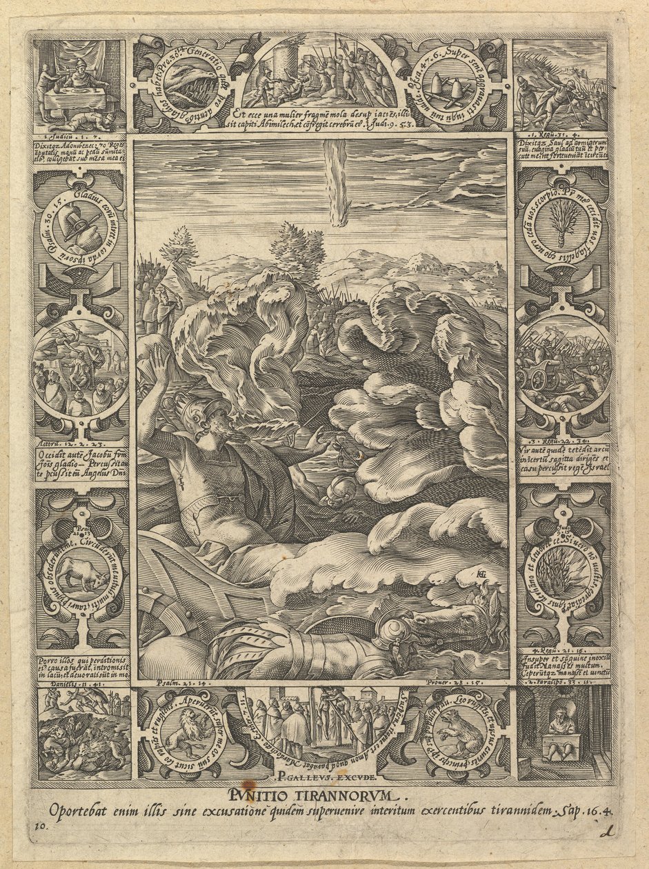 Punitio Malorum, teoksesta Allegories of the Christian Faith, julkaisusta Christian and Profane Allego....n.d. tekijältä Hendrik Goltzius