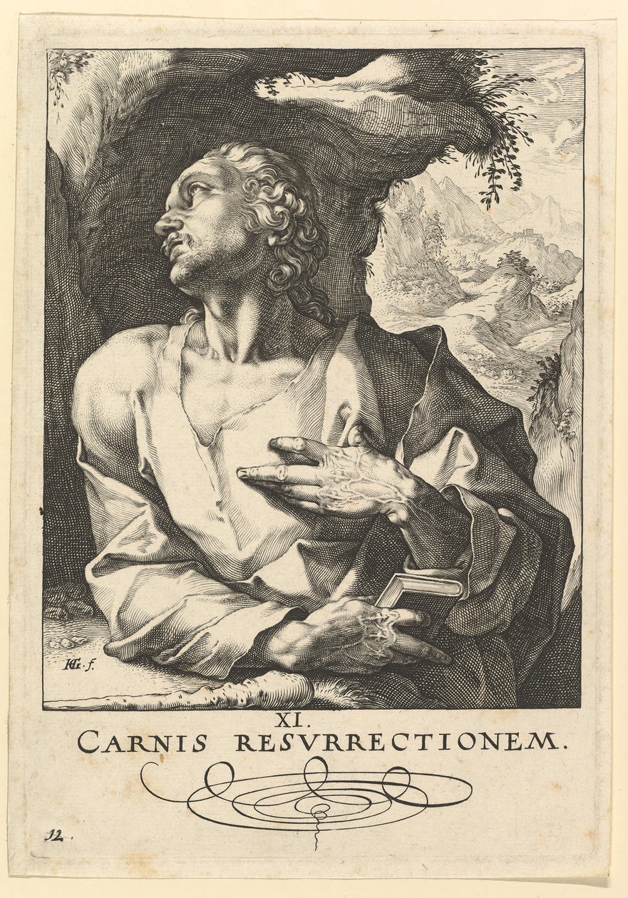 St. Jude Thaddaeus, Kristuksesta, apostoleista ja Pyhästä Paavalista uskontunnustuksen kanssa, n. 1589. tekijältä Hendrik Goltzius
