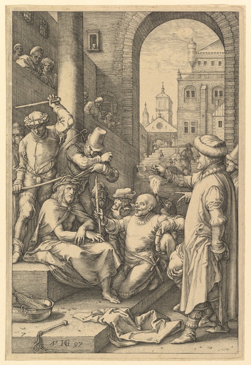 Orjantappuroilla kruunu, Kristuksen kärsimys, 1597. tekijältä Hendrik Goltzius