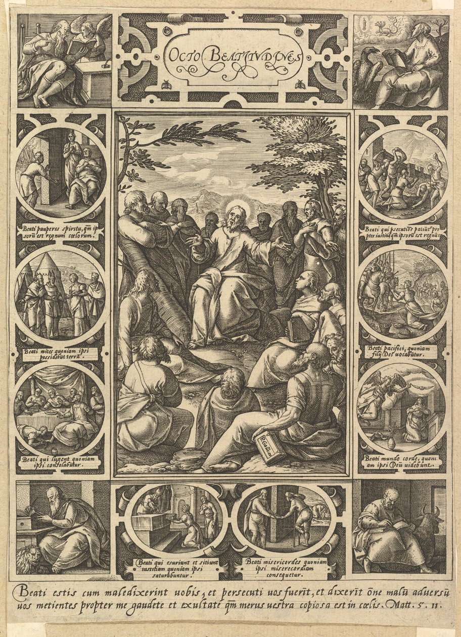Kahdeksan autuaallista, n. 1578. tekijältä Hendrik Goltzius