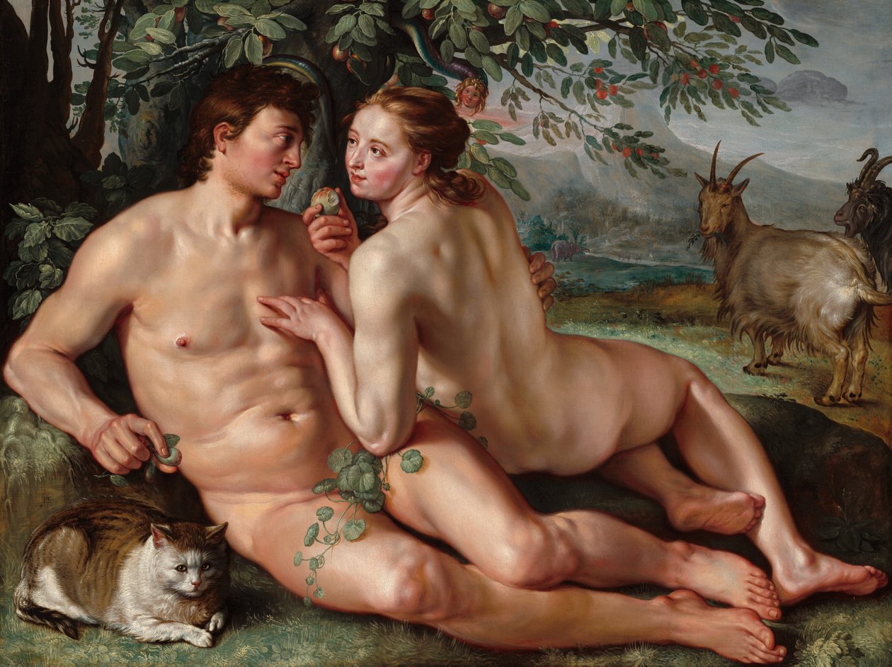 Ihmisen lankeemus, 1616. tekijältä Hendrik Goltzius