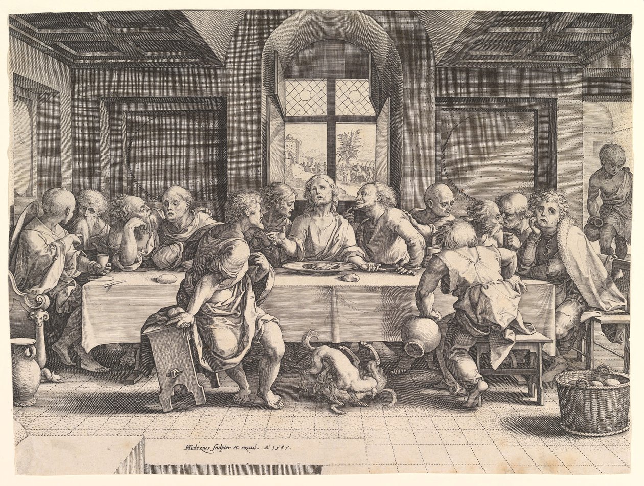Viimeinen ehtoollinen, 1585. tekijältä Hendrik Goltzius