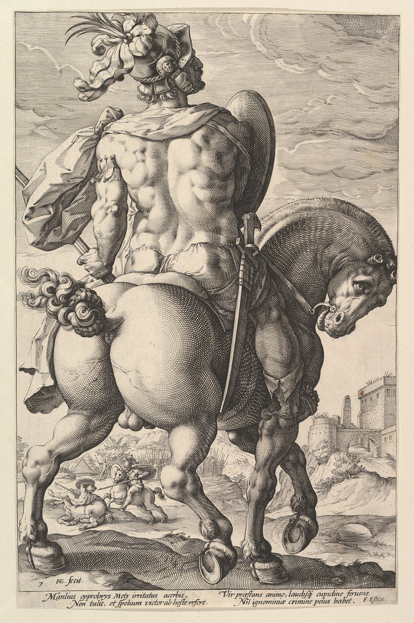 Titus Manlius, sarjasta The Roman Heroes, 1586. tekijältä Hendrik Goltzius