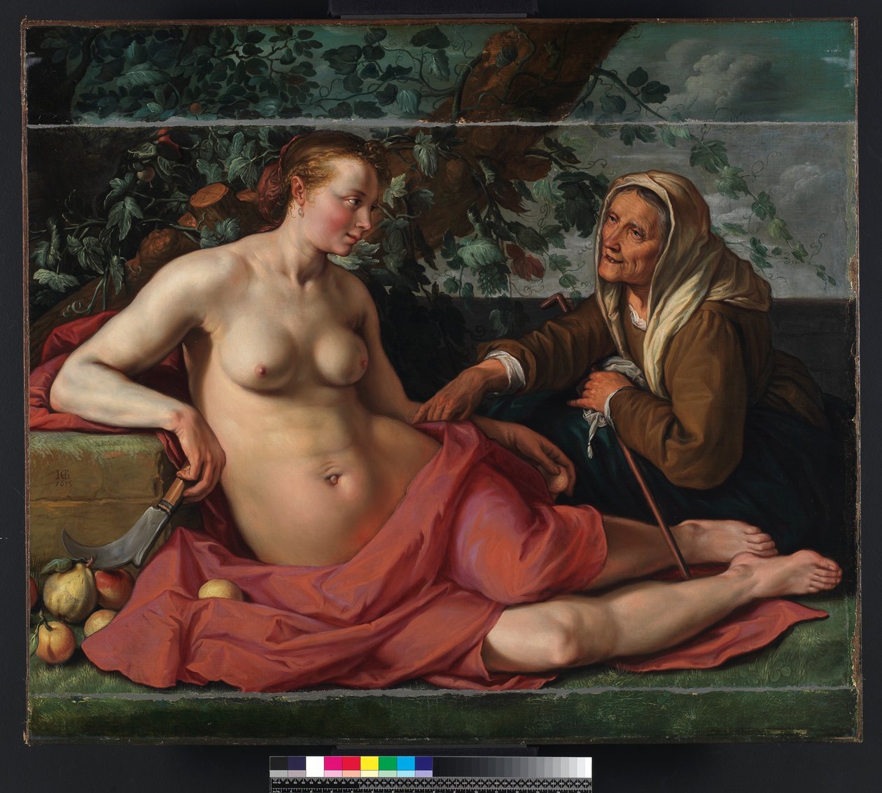 Vertumnus ja Pomona, 1615 tekijältä Hendrik Goltzius