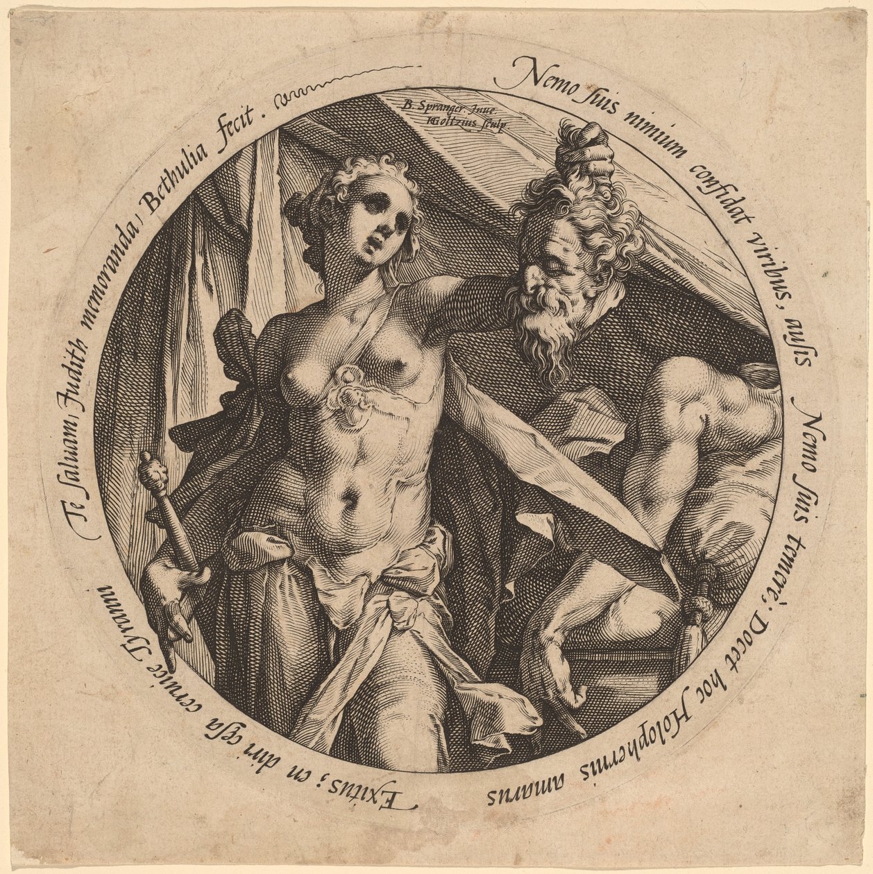 Judith Holofernesin pään kanssa tekijältä Hendrik Goltzius, after Bartholomaeus Spranger