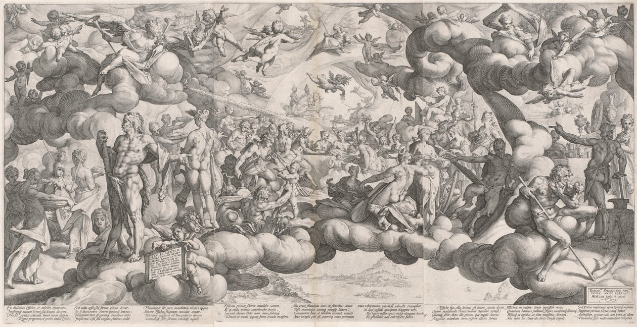 Cupidon ja Psychen häät tekijältä Hendrik Goltzius after Bartholomaeus Spranger