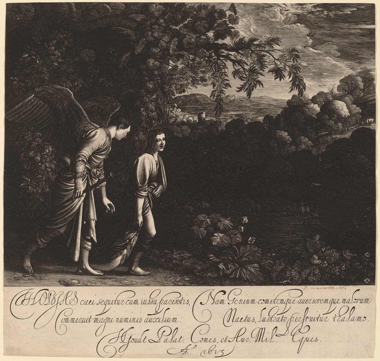 Tobias ja enkeli (The Large Tobias) tekijältä Hendrik Goudt after Adam Elsheimer