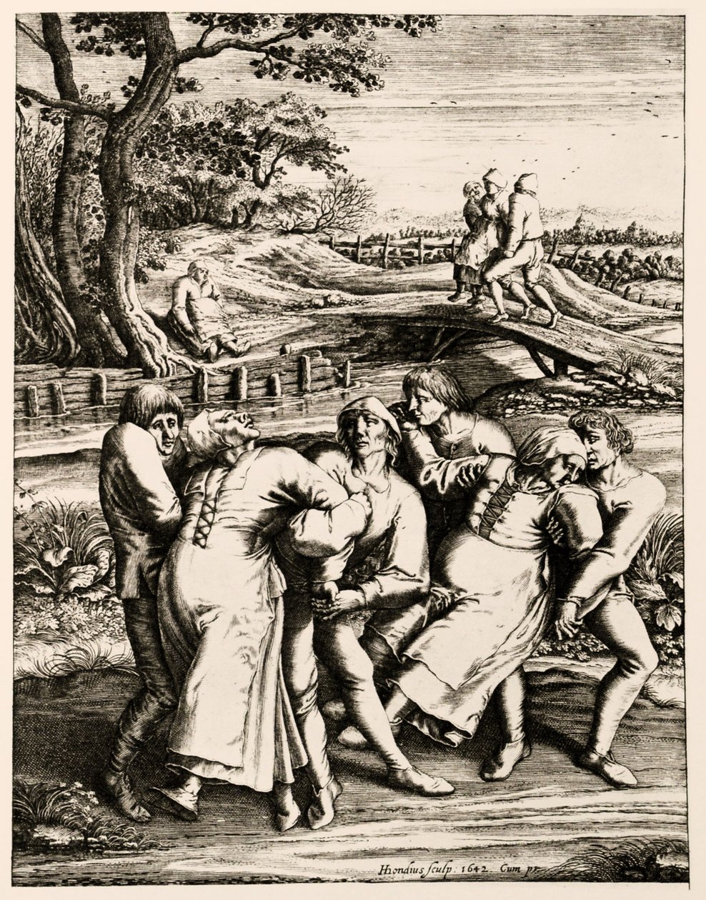 Tanssiva rutto, Strasbourg, Alsace. 1518 tekijältä Hendrik I Hondius