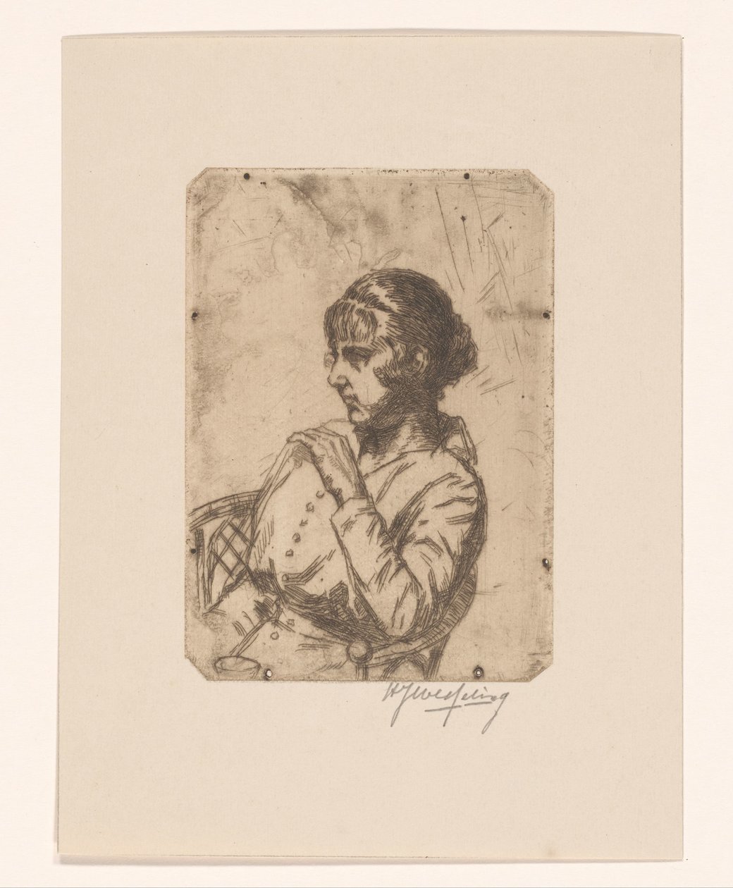 Nainen tuolissa tekijältä Hendrik Jan Wesseling (signed by artist)