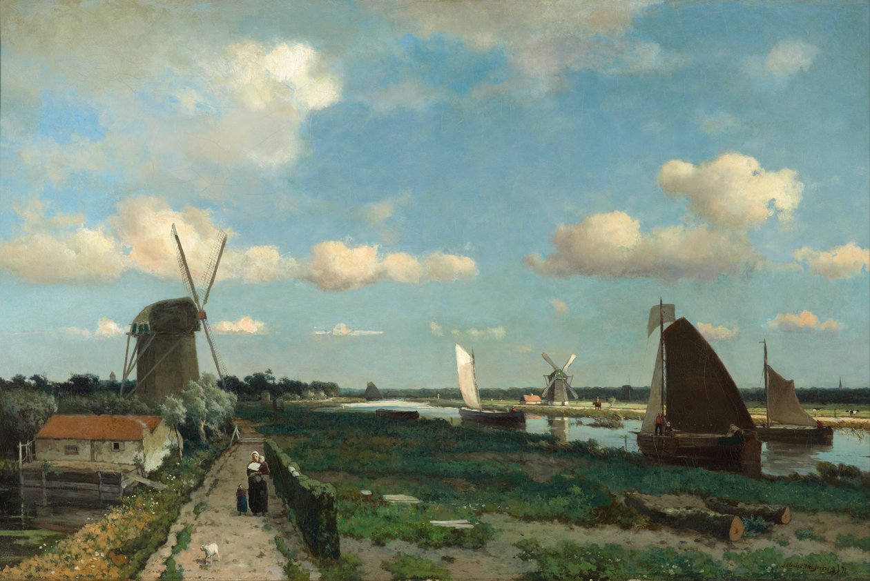 Pull vliet, 1870 tekijältä Hendrik Johannes Weissenbruch