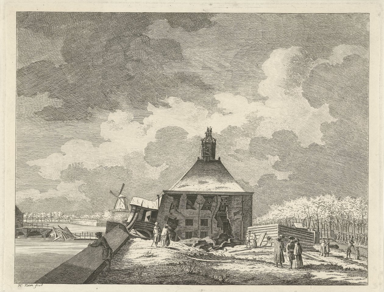 Sagging Muiderpoort, redoubtilta katsottuna, 1769 tekijältä Hendrik Keun