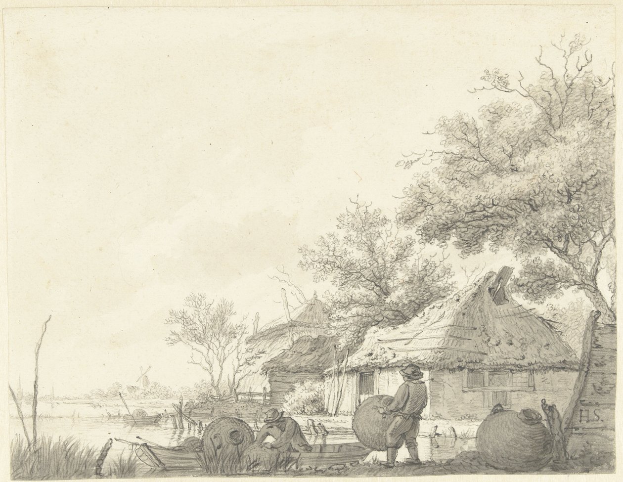 Kaksi kalastajaa koreilla kanavalla tekijältä Hendrik Schwegman