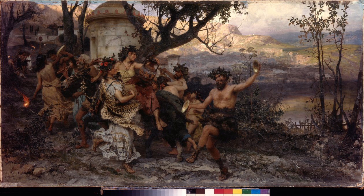 Bacchanalia. Henryk Siemiradzkin (1843-1902) maalaus, öljy kankaalle, noin 1890. Puolalainen taide tekijältä Henryk Siemiradzki