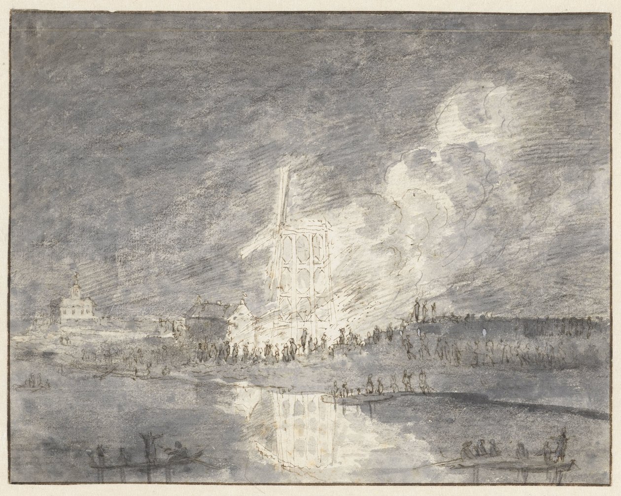 Tuli myllyssä Muiderdijkissa, noin 1710 tekijältä Hendrik Spilman