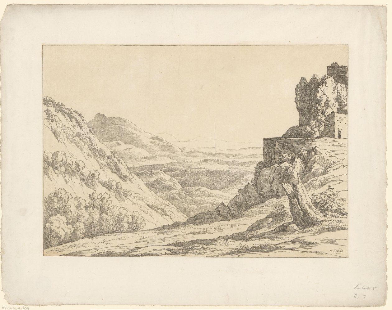 Raunio näköalalla Tentamina Lithographica (sarjan nimi) Italian maisemat (sarjan nimi) tekijältä Hendrik Voogd