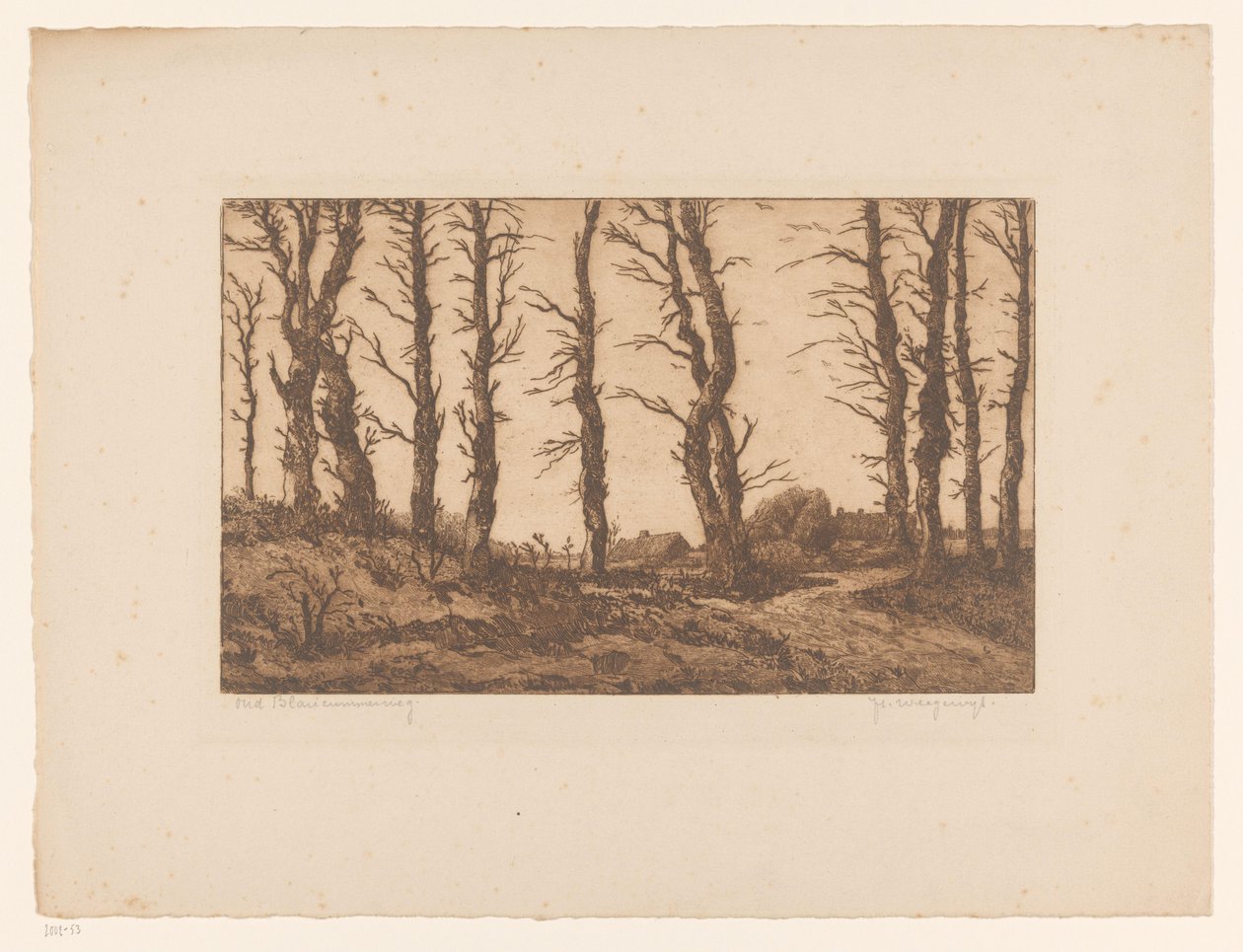 Oud Blaricummerweg (alkuperäinen nimi esineessä) tekijältä Hendrik Weegewijs (signed by artist)