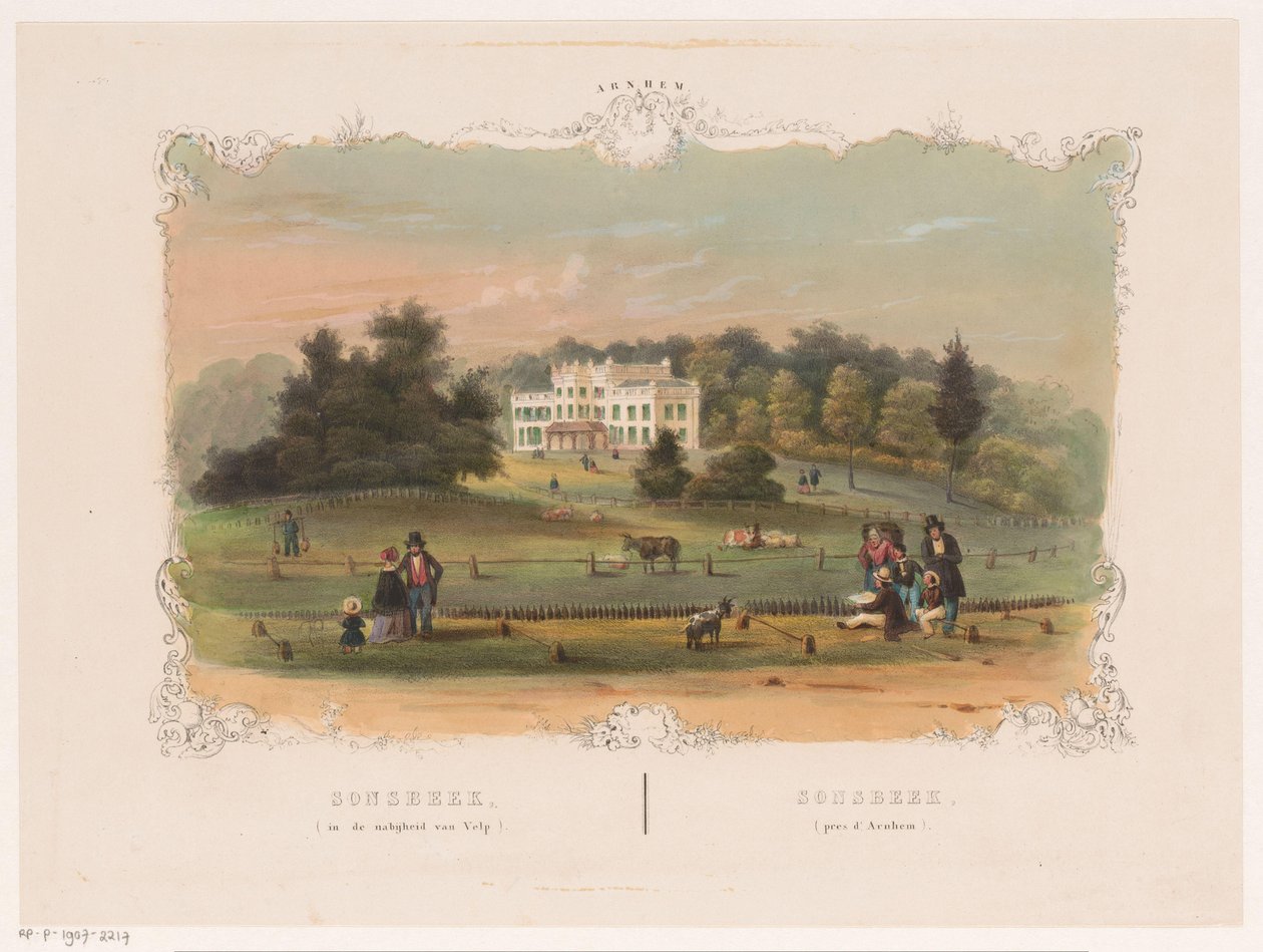 Näkymä Sonsbeekin kartanolle Sonsbeek (lähellä Velp) (otsikko esineessä) Arnhem (sarjan nimi esineellä) tekijältä Hendrik Wilhelmus Last (attributed to)