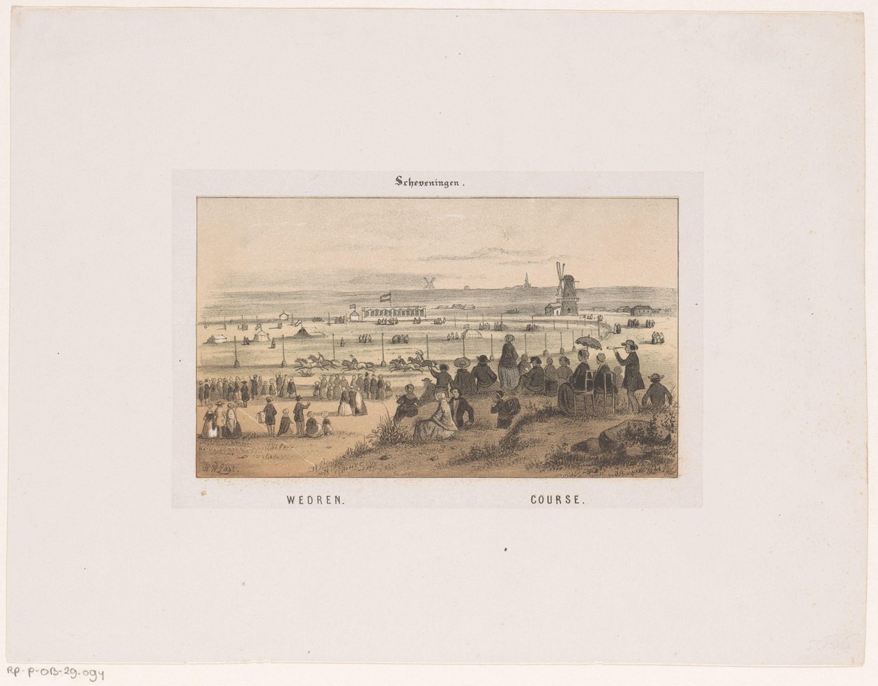 Kisa Scheveningenissä 3. elokuuta 1846. Kilpa, kenttä (nimi esineessä) Muistoja Scheveningenistä (sarjan nimi) tekijältä Hendrik Wilhelmus Last