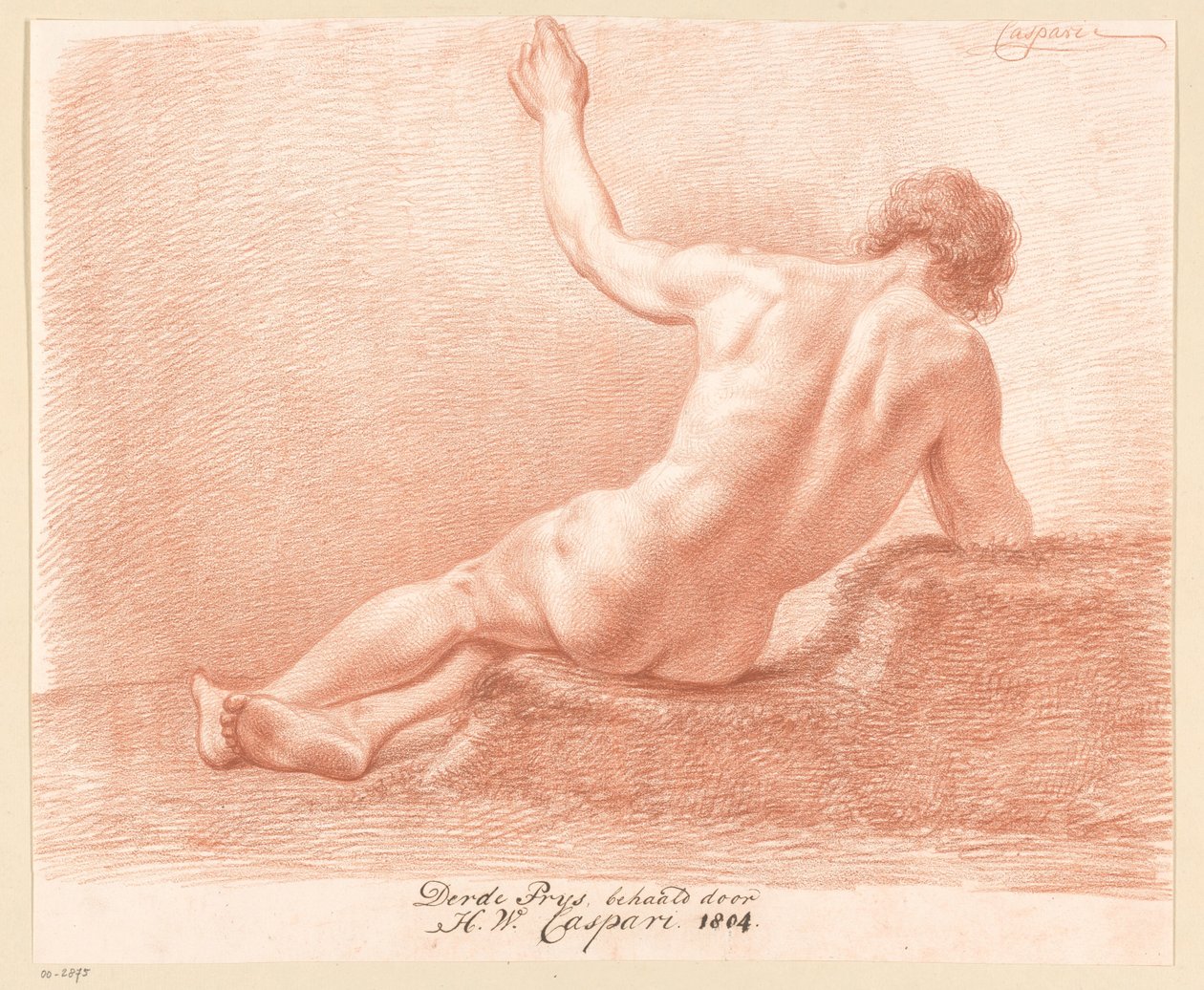 Istuva alaston mies, takaa katsottuna (3. palkinto 1804) tekijältä Hendrik Willem Caspari