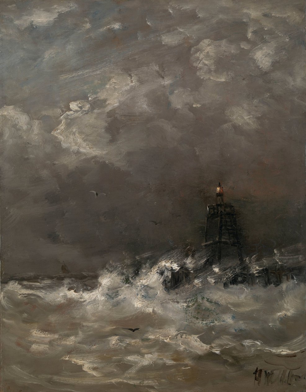 Majakka Breaking Wavesissa Majakka surffailla tekijältä Hendrik Willem Mesdag (signed by artist)