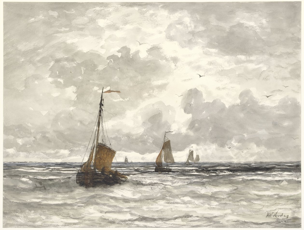 Kalastusveneet Breakersissä tekijältä Hendrik Willem Mesdag