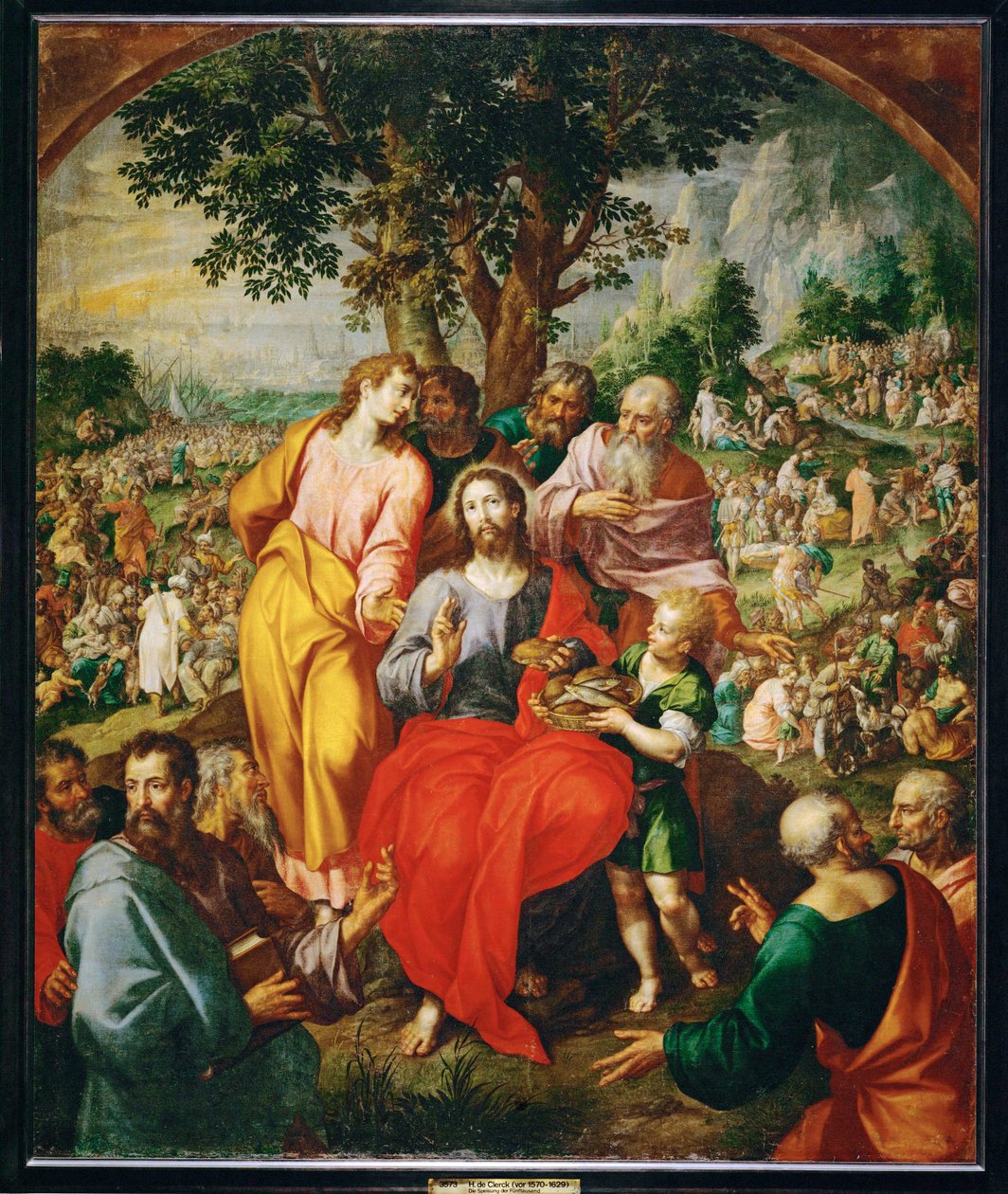 Viidentuhannen ruokkiminen (maalaus kankaalle) tekijältä Hendrik de Clerck