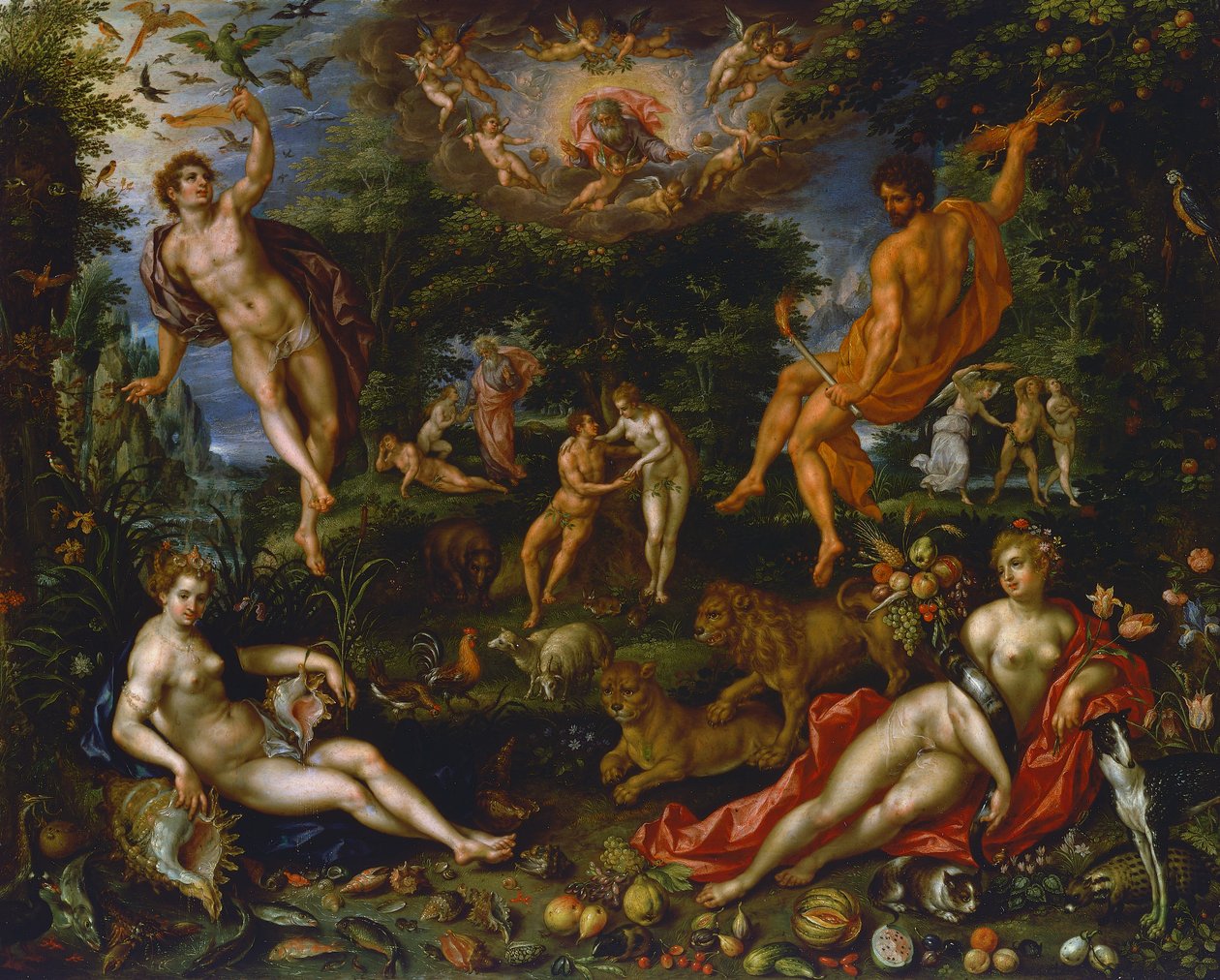 Earthly Paradise, n. 1607 (öljy kankaalle) tekijältä Hendrik de Fromantiou