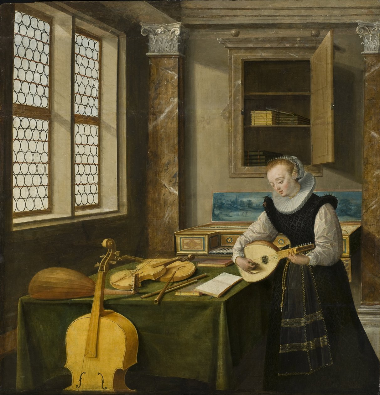 Dame jouant du luth - Lady Playing the Lute, Steenwyck, Hendrick van, nuorempi (1580-1649). Öljy puulle. Mitat: 65 x 64 cm. Tukholman kansallismuseo tekijältä Hendrik van (c.1580 1649) Steenwyk
