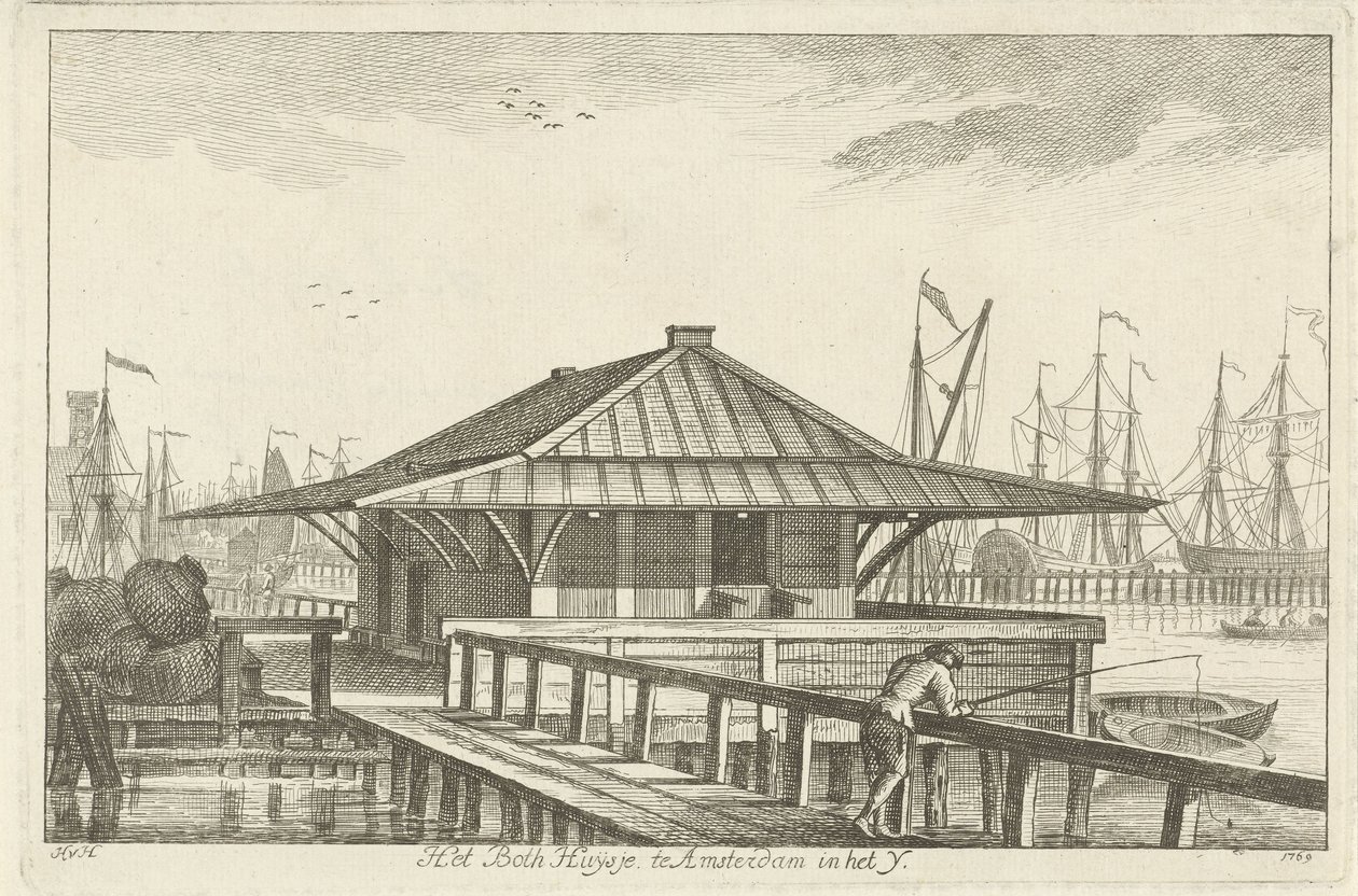 Bothuisje Amsterdamissa IJ:ssä (otsikko esineessä) tekijältä Hendrik van Hilten