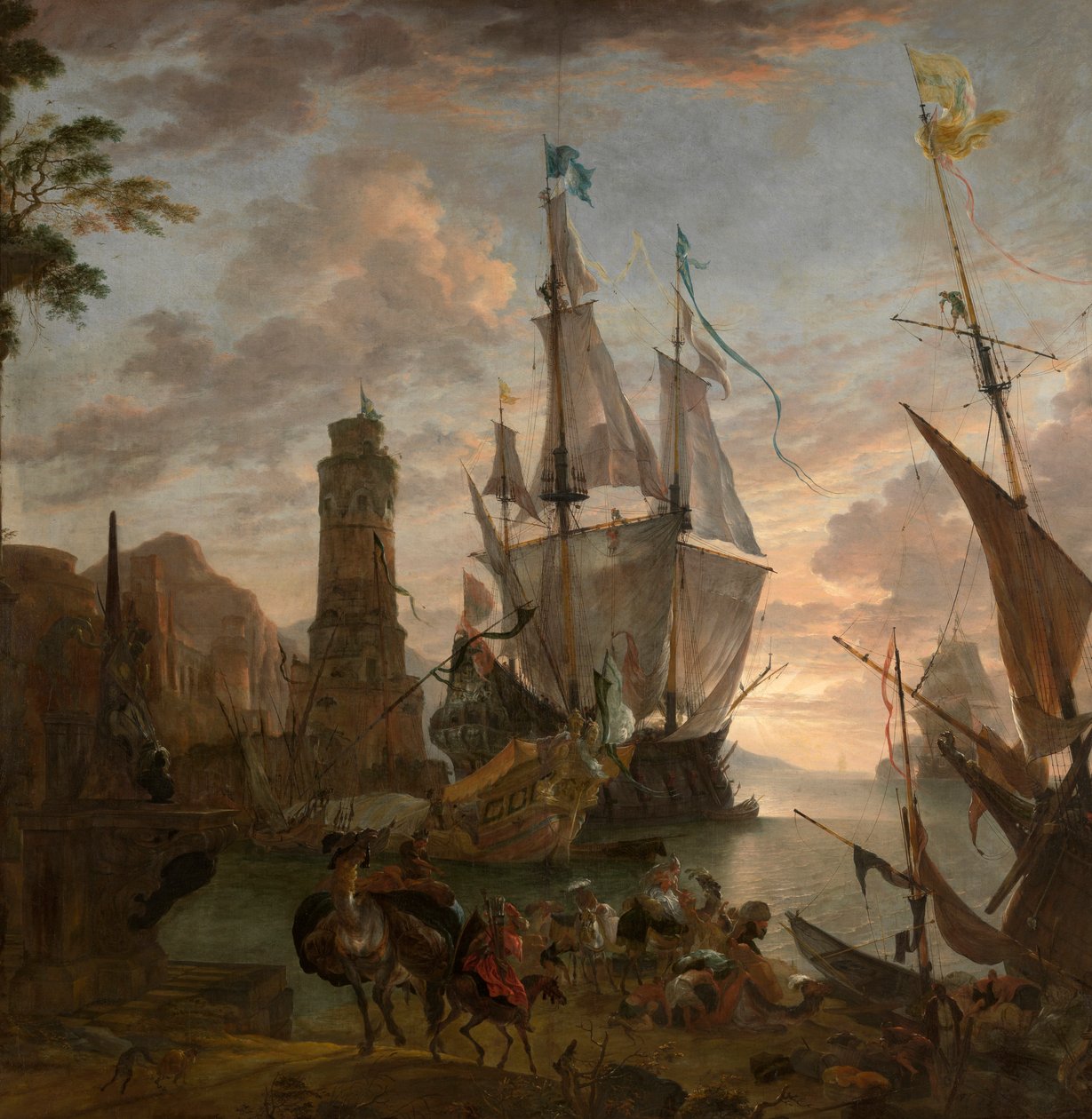 Oriental Seaport (öljy kankaalle) tekijältä Hendrik van Minderhout