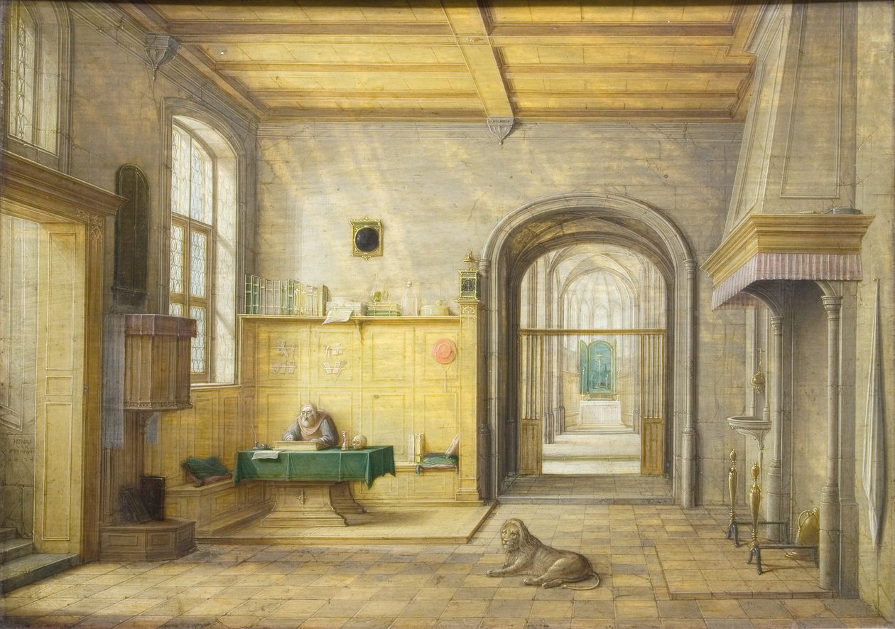 Pyhä Hieronymus tutkimuksessaan, 1624 tekijältä Hendrik van Steenwyck