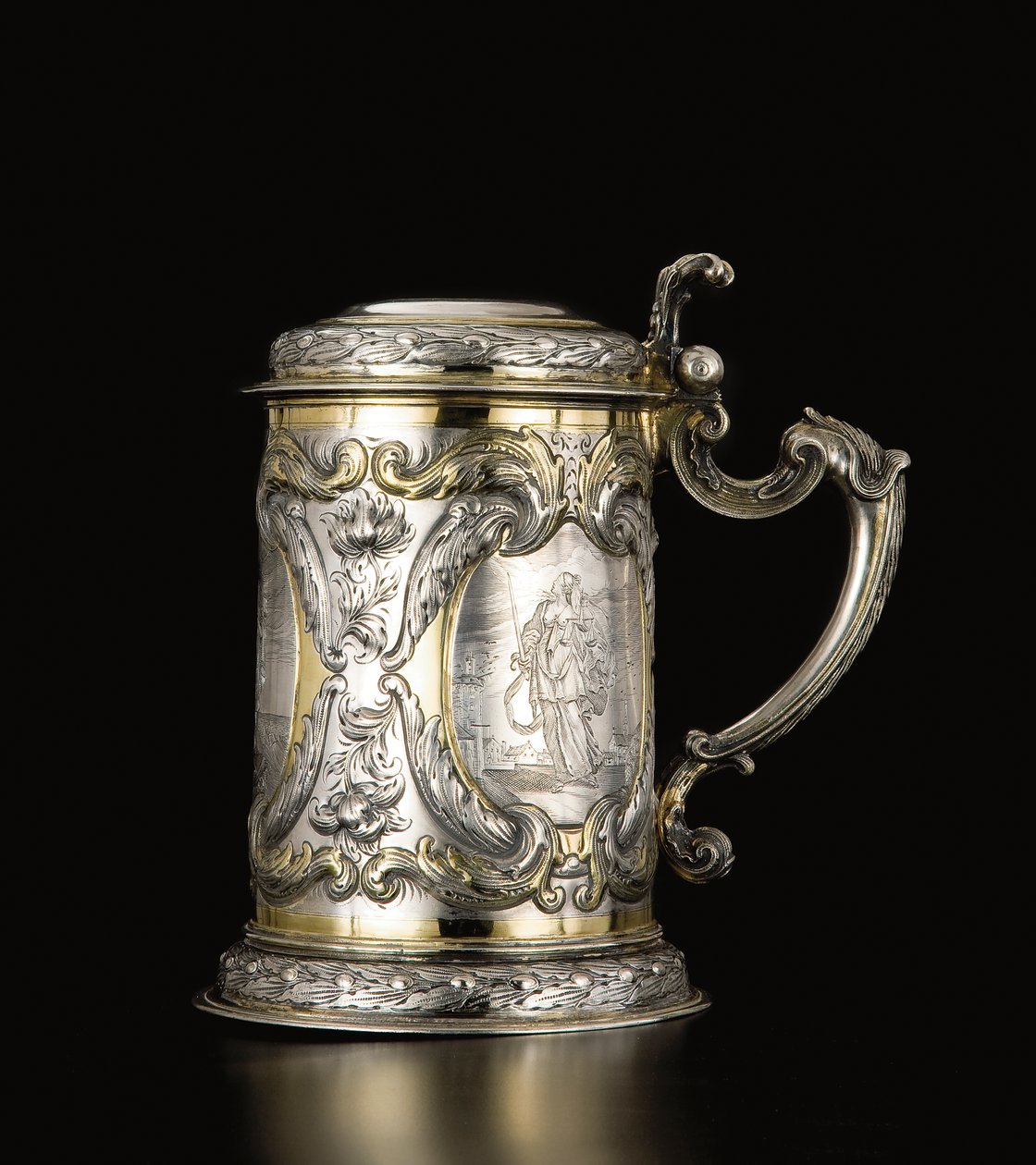 Tankard, Danzig, n. 1670 (kullattu hopea) (katso myös 469709 ja 469710) tekijältä Hennick (attr. to) Probst