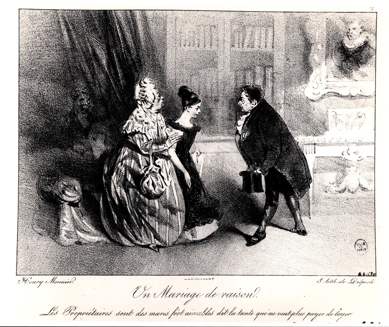 Luottamusavioliitto, n. 1840 tekijältä Henri Bonaventure Monnier