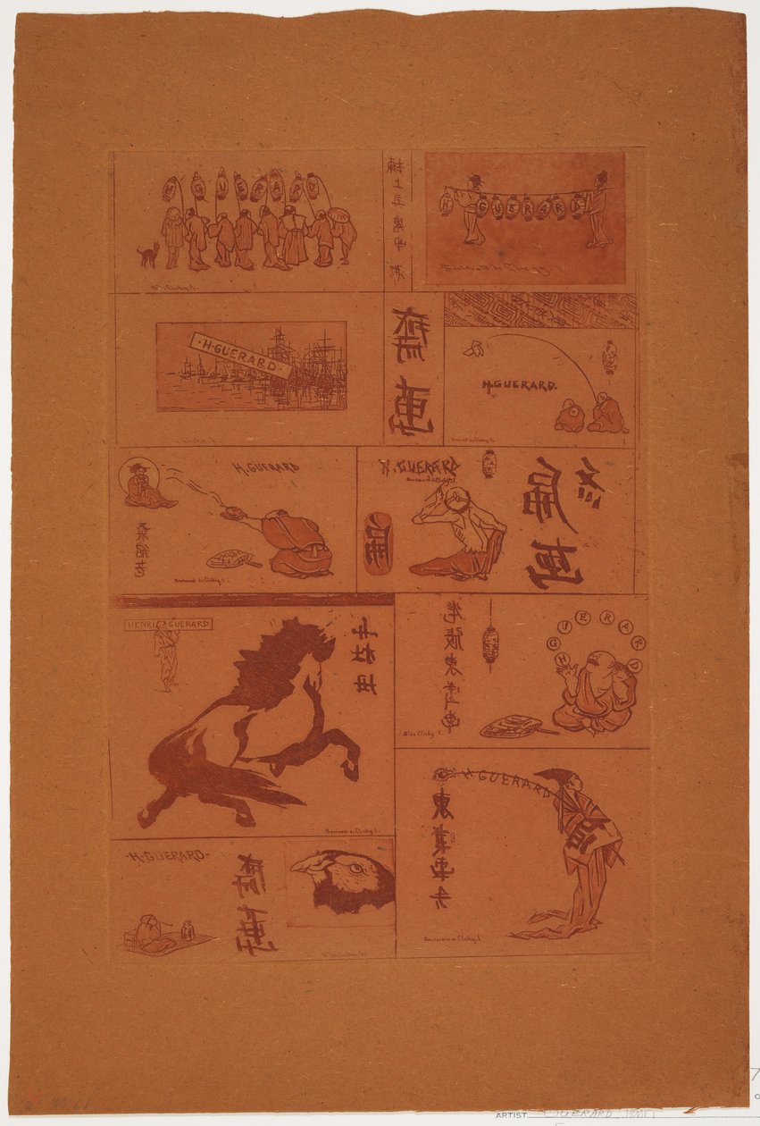 Kymmenen pientä japanilaista aihetta, n. 1888 (etsaus ja akvatinta) tekijältä Henri Charles Guérard