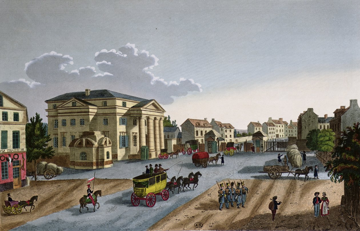 Barriere Saint Denis, noin 1815-20 (värikaiverrus). tekijältä Henri Courvoisier Voisin