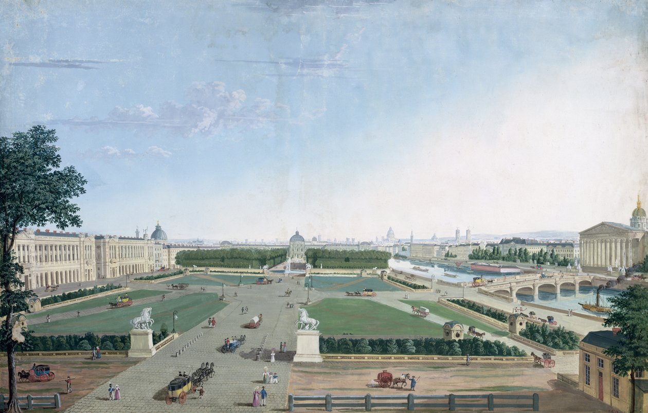 Näkymä Place Louis XV -aukiolle ja Jardin des Tuileries