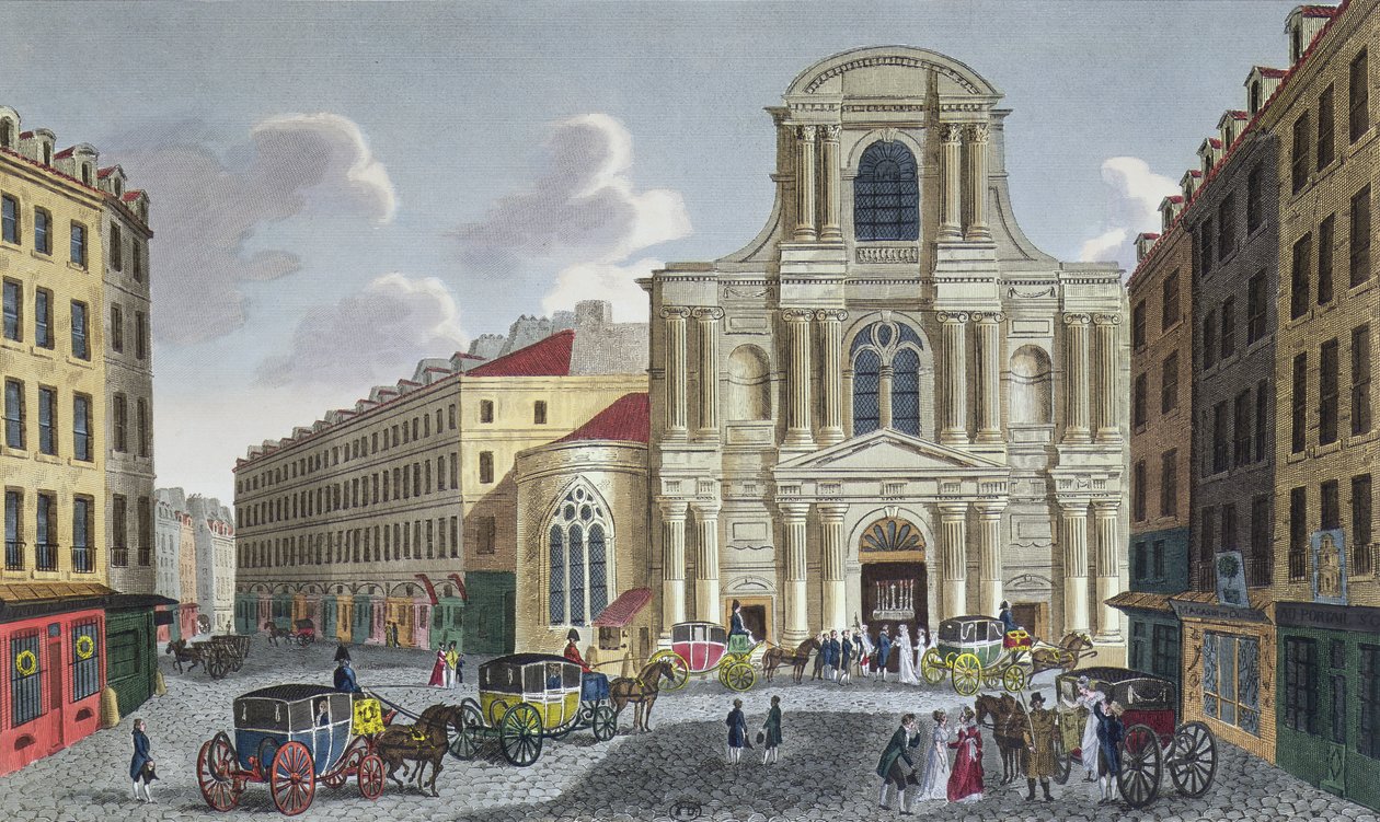 Saint Gervaisin kirkon kuisti, n. 1815-20 (värikaiverrus) tekijältä Henri Courvoisier Voisin