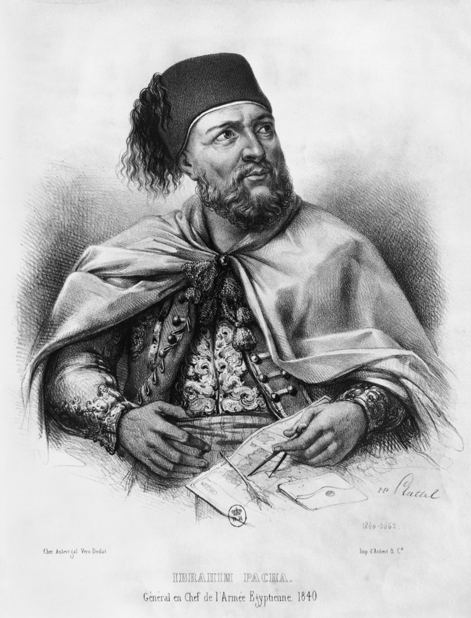 Ibrahim Pashan muotokuva, 1840 tekijältä Henri Daniel Plattel