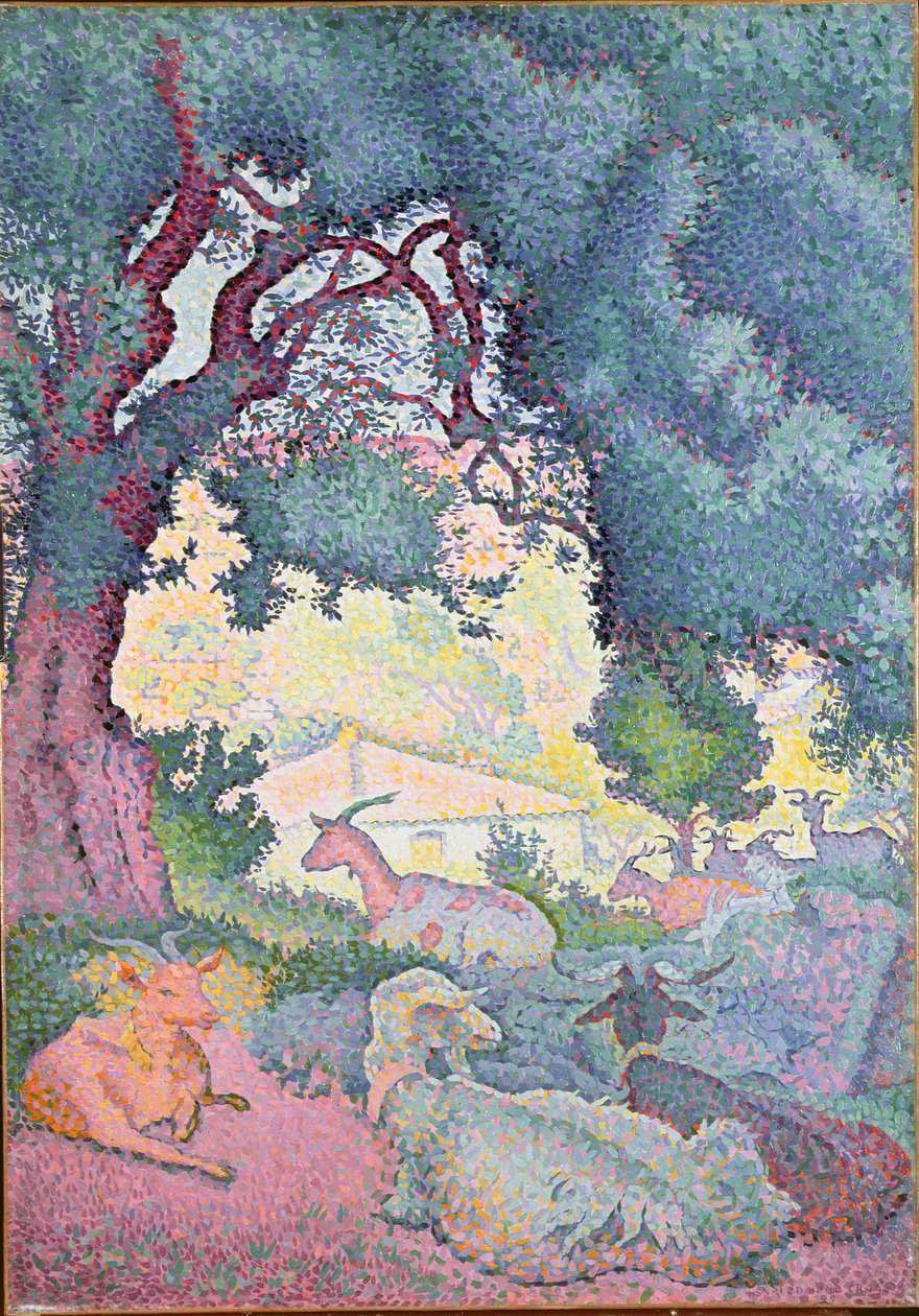 Maisema vuohien kanssa, 1895 tekijältä Henri Edmond Cross