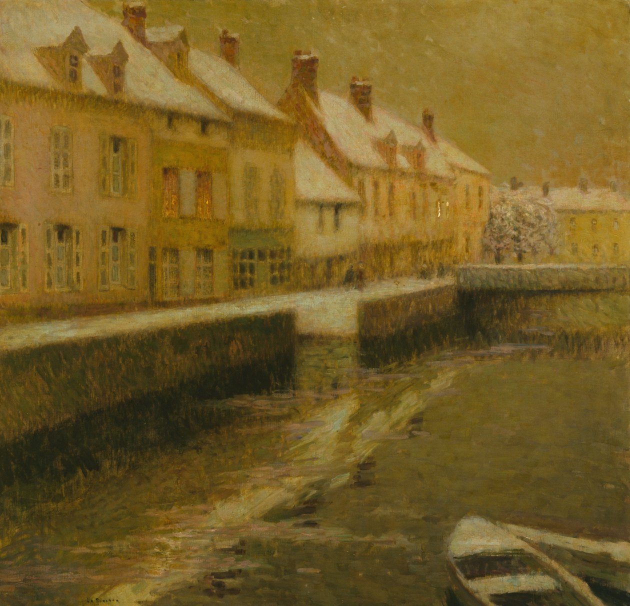 Kanava Bruggessa, talvi tekijältä Henri Eugene Augustin Le Sidaner