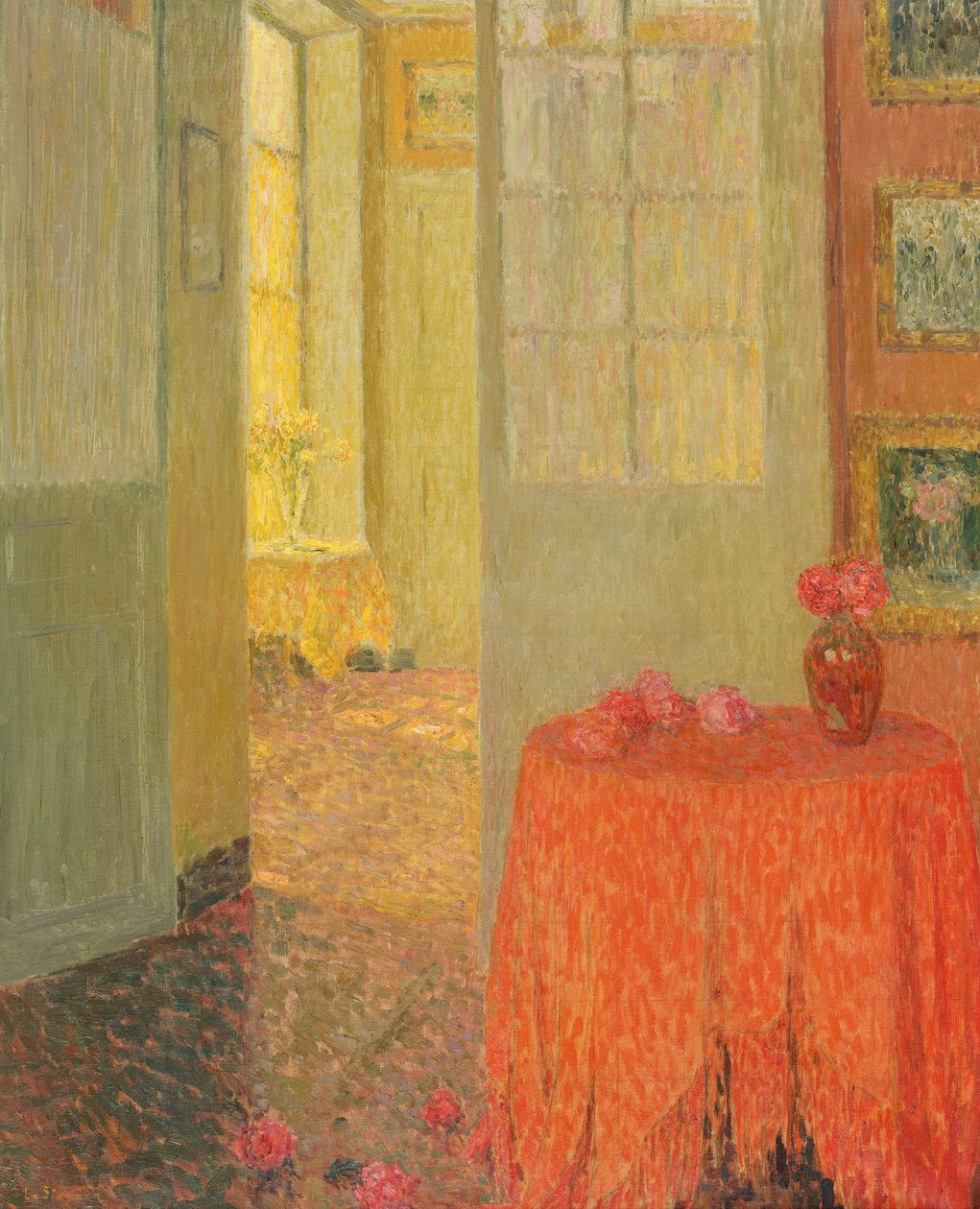 Punainen pöytäliina, Versailles, n. 1931 tekijältä Henri Eugene Augustin Le Sidaner