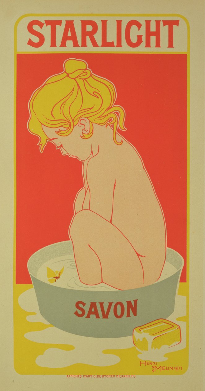 Jäljennös julisteesta, jossa mainostetaan "Starlight Soap", 1899 tekijältä Georges Meunier