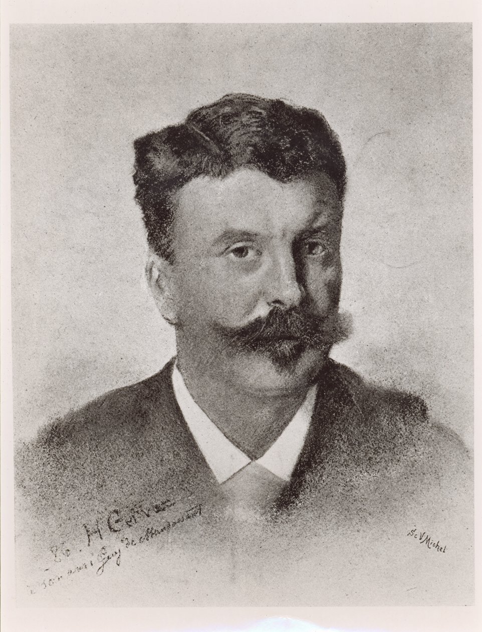 Guy de Maupassant (1850-93), kaiverrus Victor Augustin Michel (1828-91) tekijältä Henri Gervex