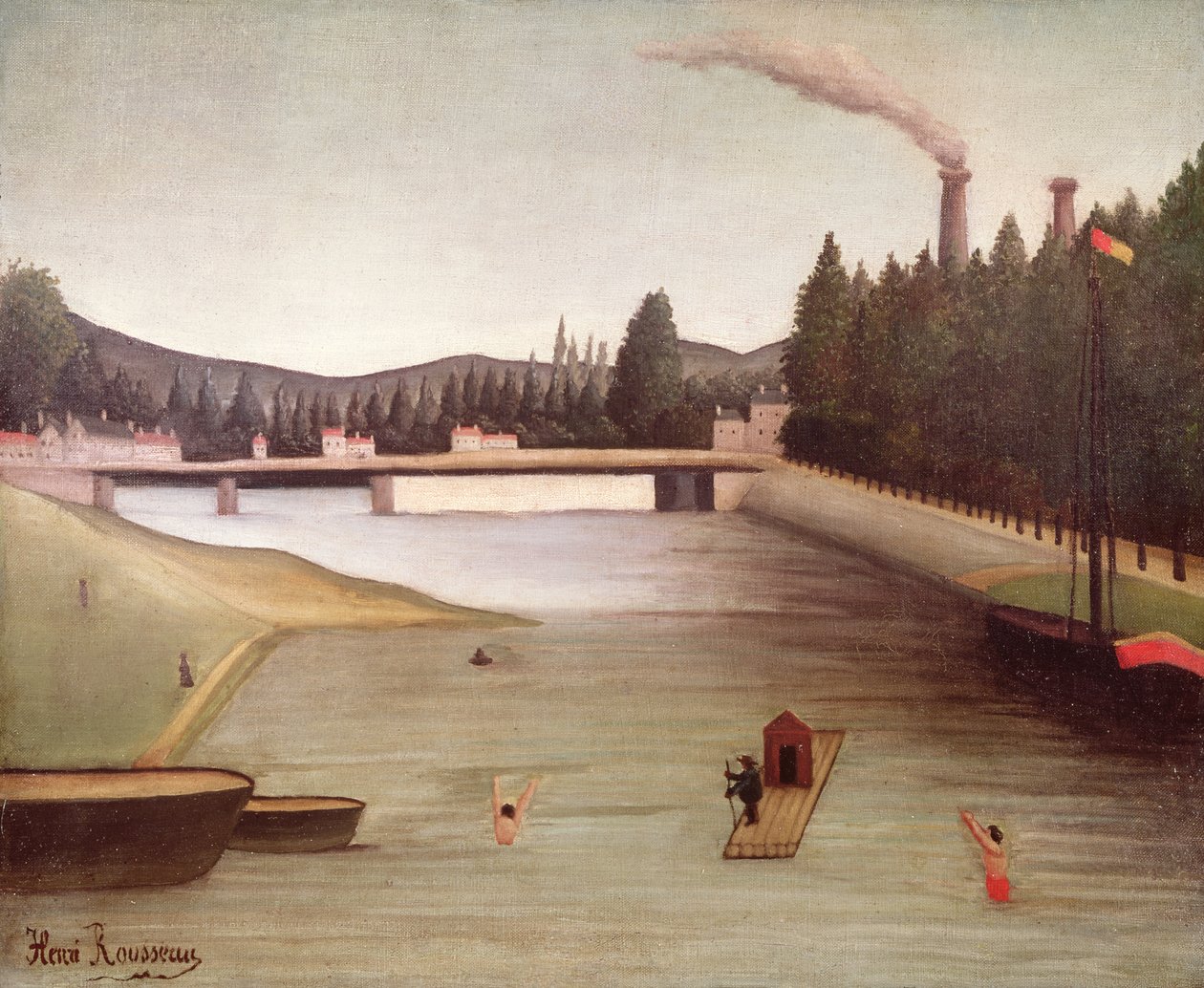 Uiminen Alfortvillessä tekijältä Henri Rousseau
