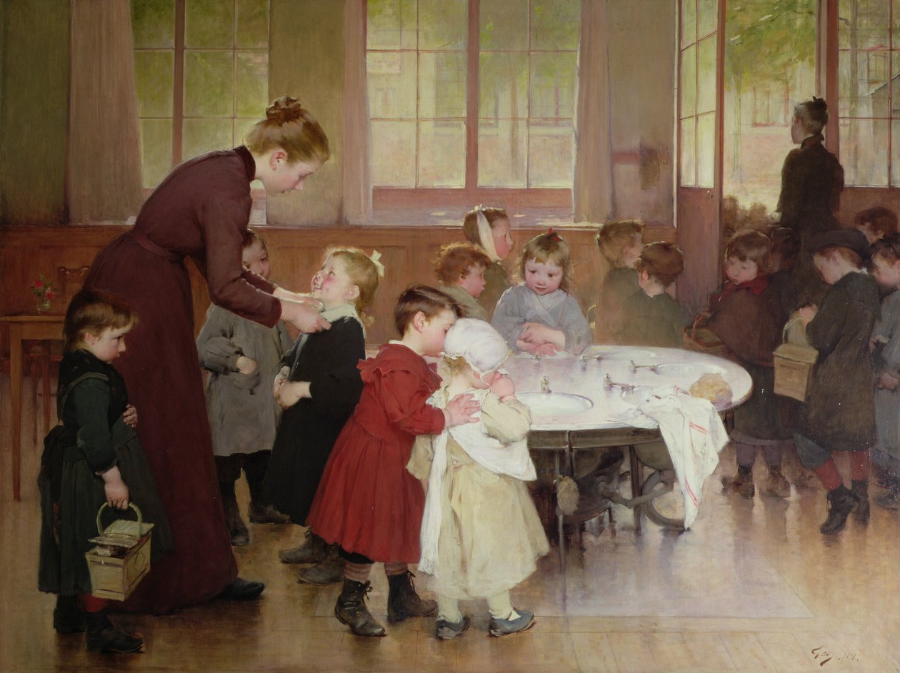 Päiväkoti, 1898 (öljy) tekijältä Henri Jules Jean Geoffroy
