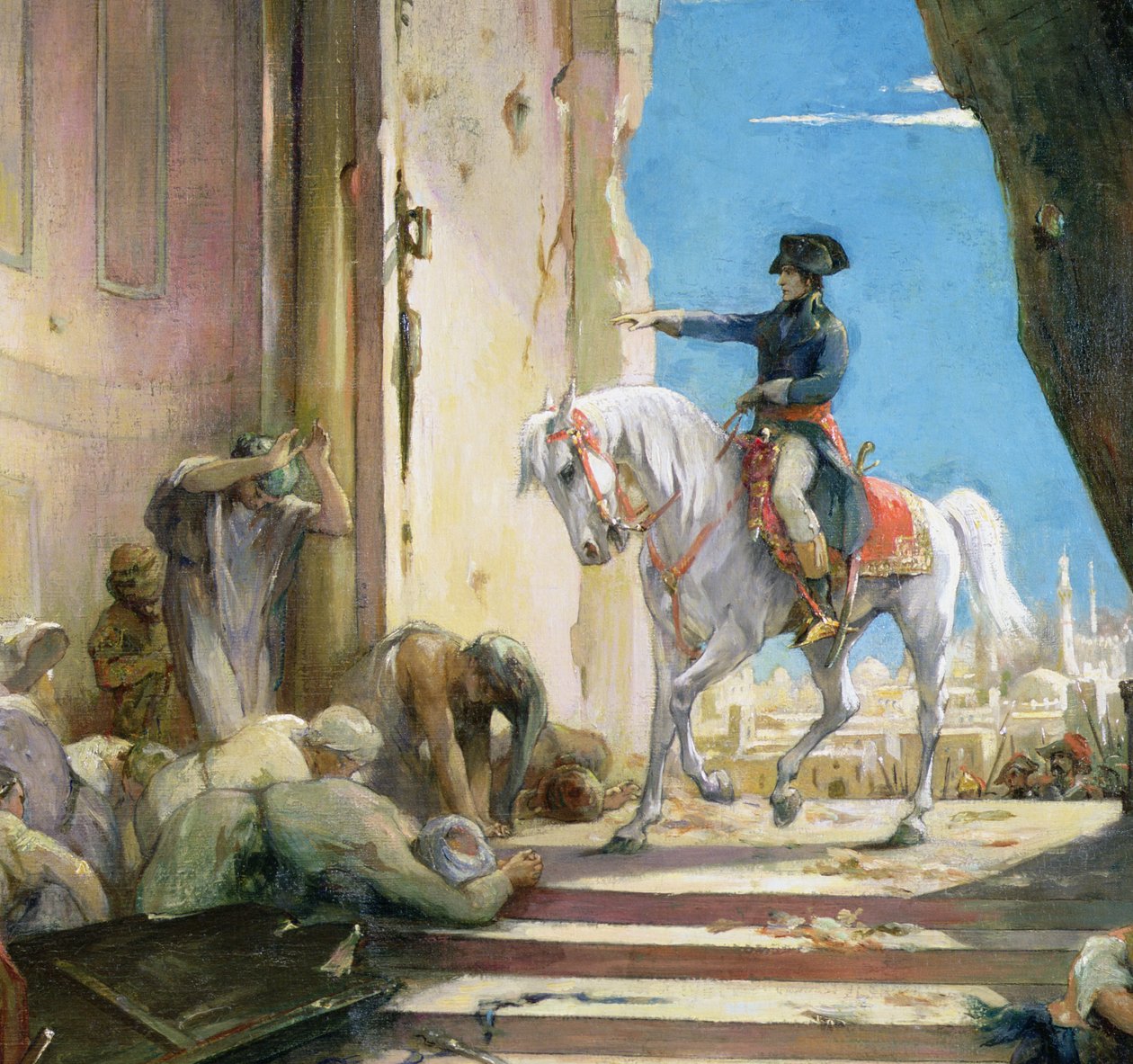Napoleon Bonaparte (1769-1821) Kairon suuressa moskeijassa (yksityiskohta 26200) tekijältä Henri Leopold Levy