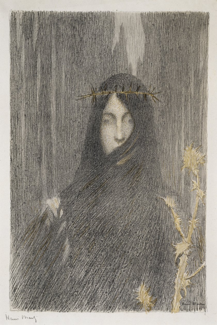 Tete de femme (Naisen pää), 1897 (värilitografia) tekijältä Henri Martin