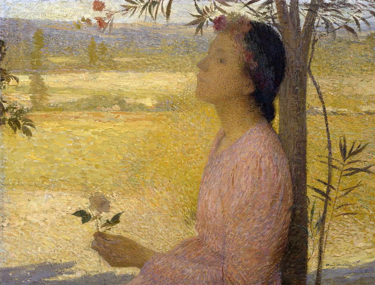 Nuori nainen ruusun kanssa tekijältä Henri Martin