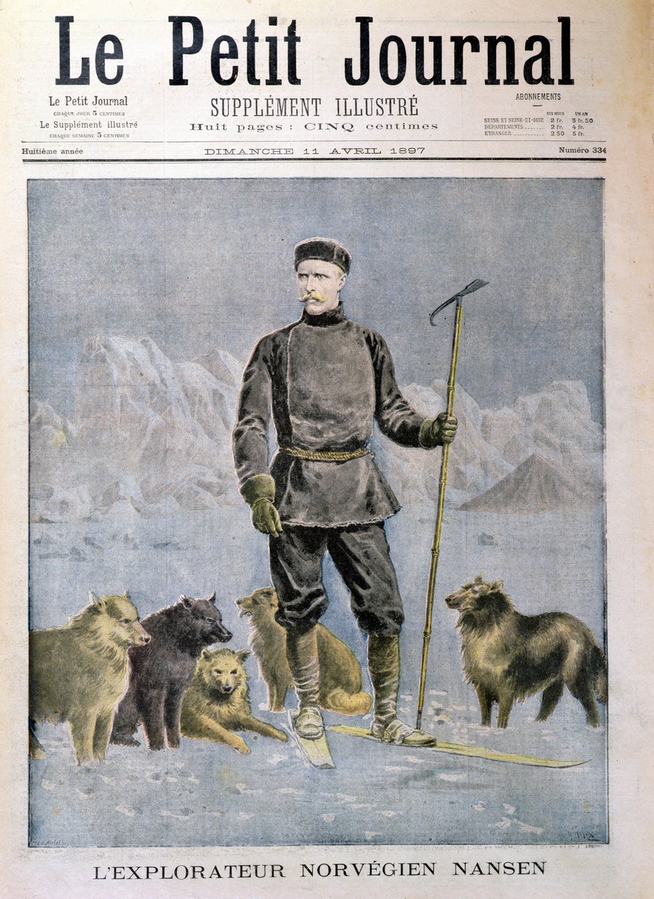 Norjalainen tutkimusmatkailija Nansen, Le Petit Journal -lehden etukansi, 11. huhtikuuta 1897. tekijältä Henri Meyer